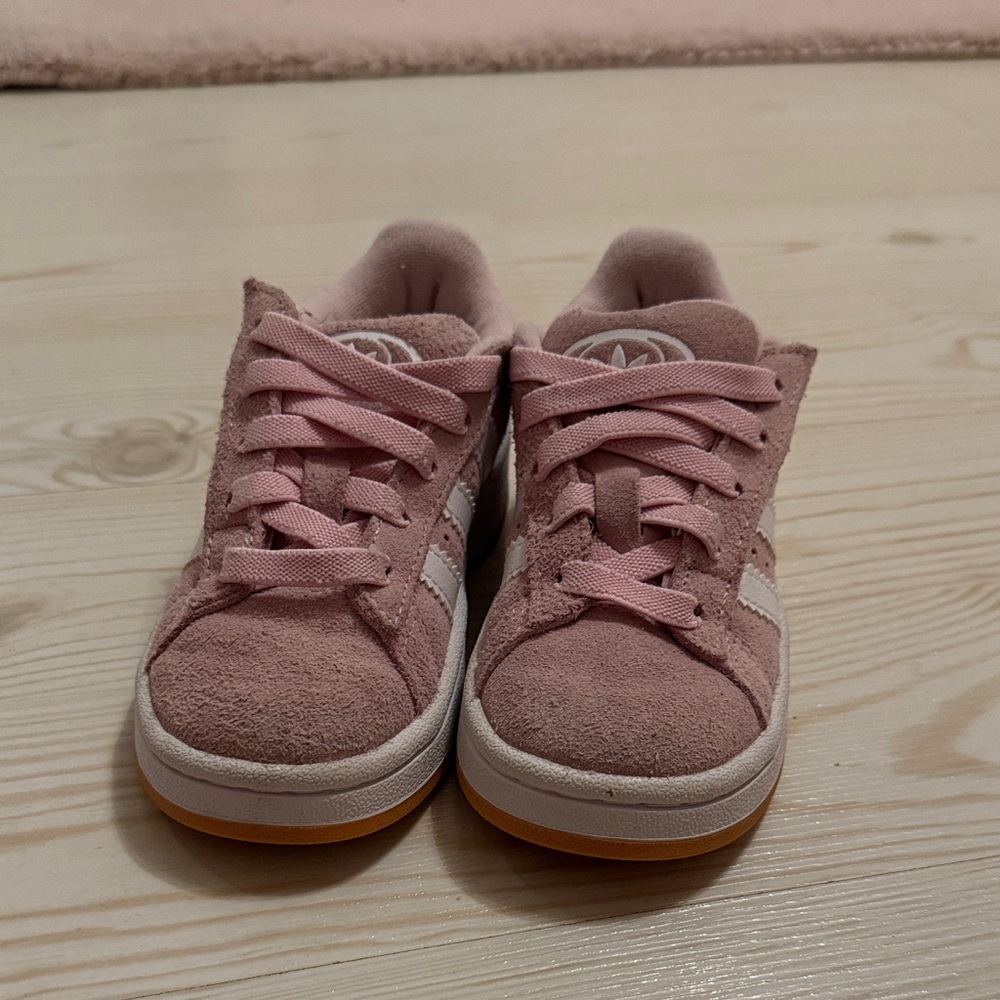 adidas Kids Pink Sneakers with White Stripes